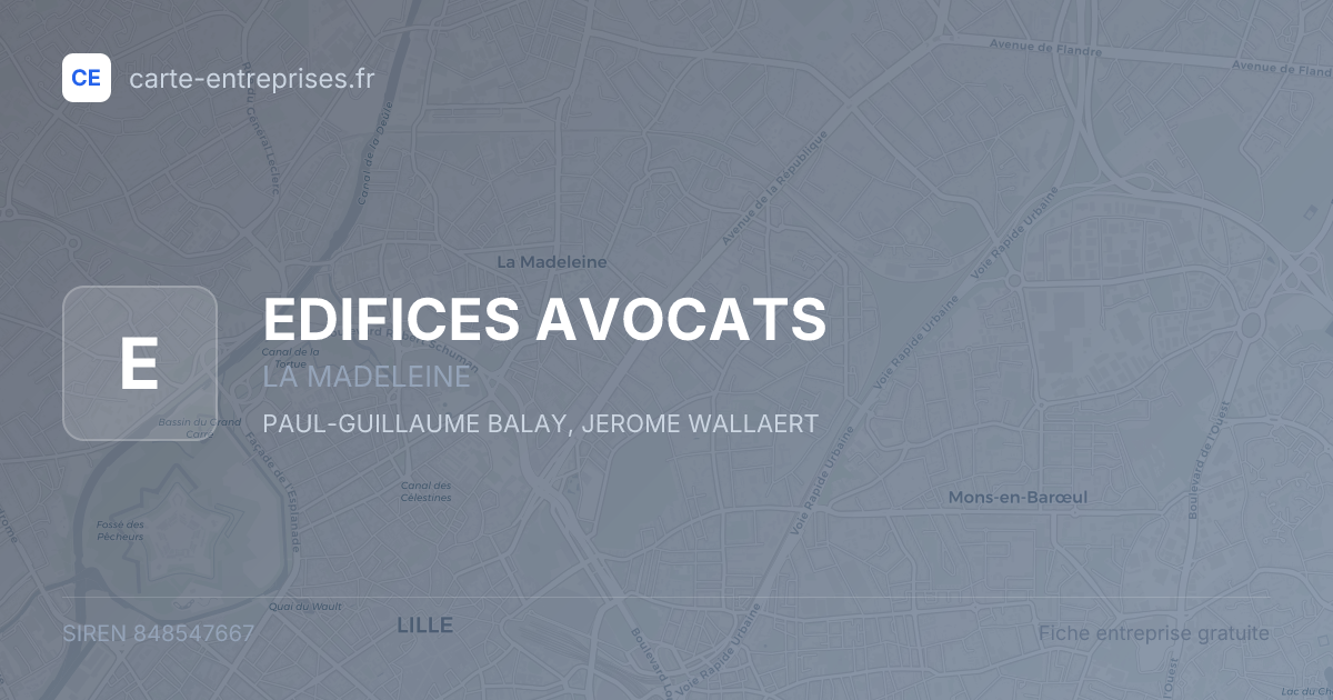 EDIFICES AVOCATS — 848547667 — fiche entreprise