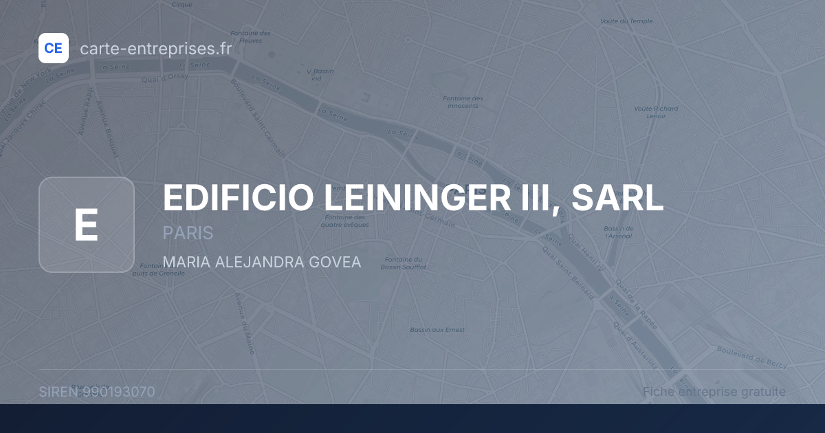 EDIFICIO LEININGER III, SARL — 990193070 — fiche entreprise