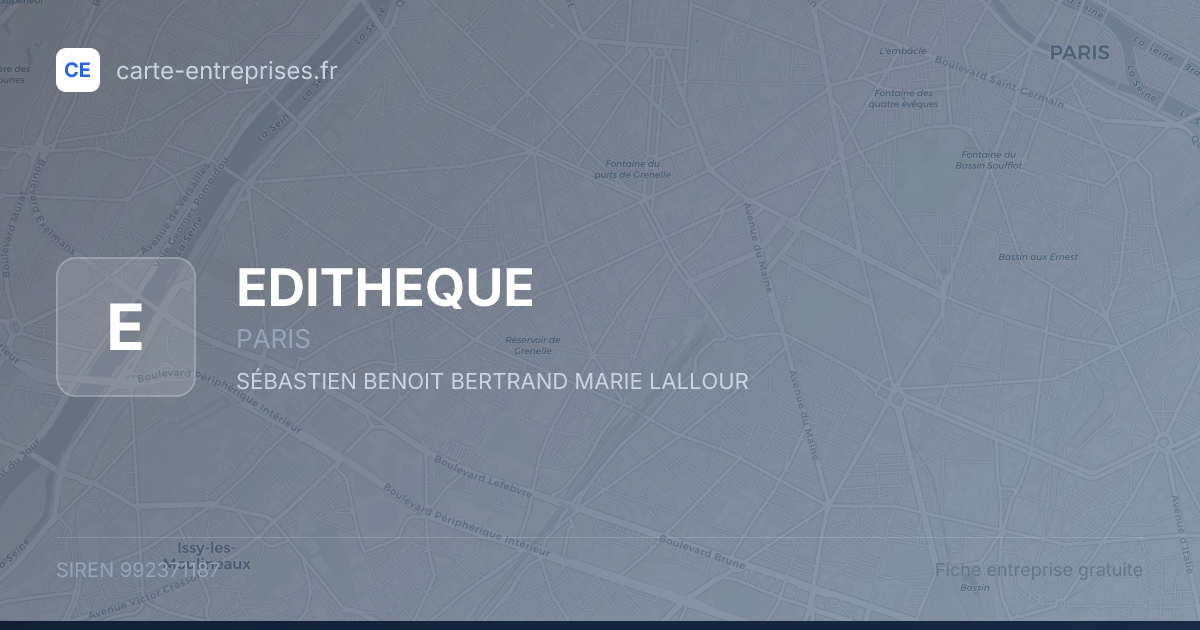 EDITHEQUE — 992371187 — fiche entreprise