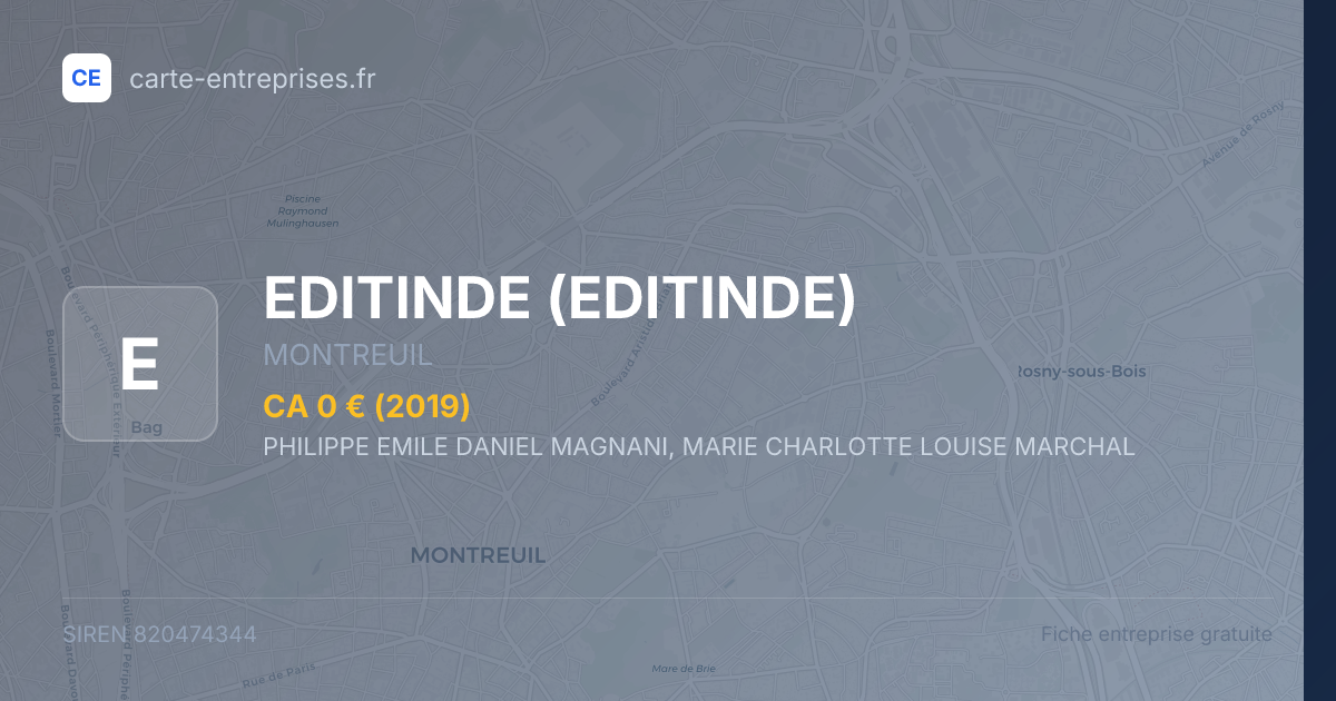 EDITINDE — 820474344 — fiche entreprise