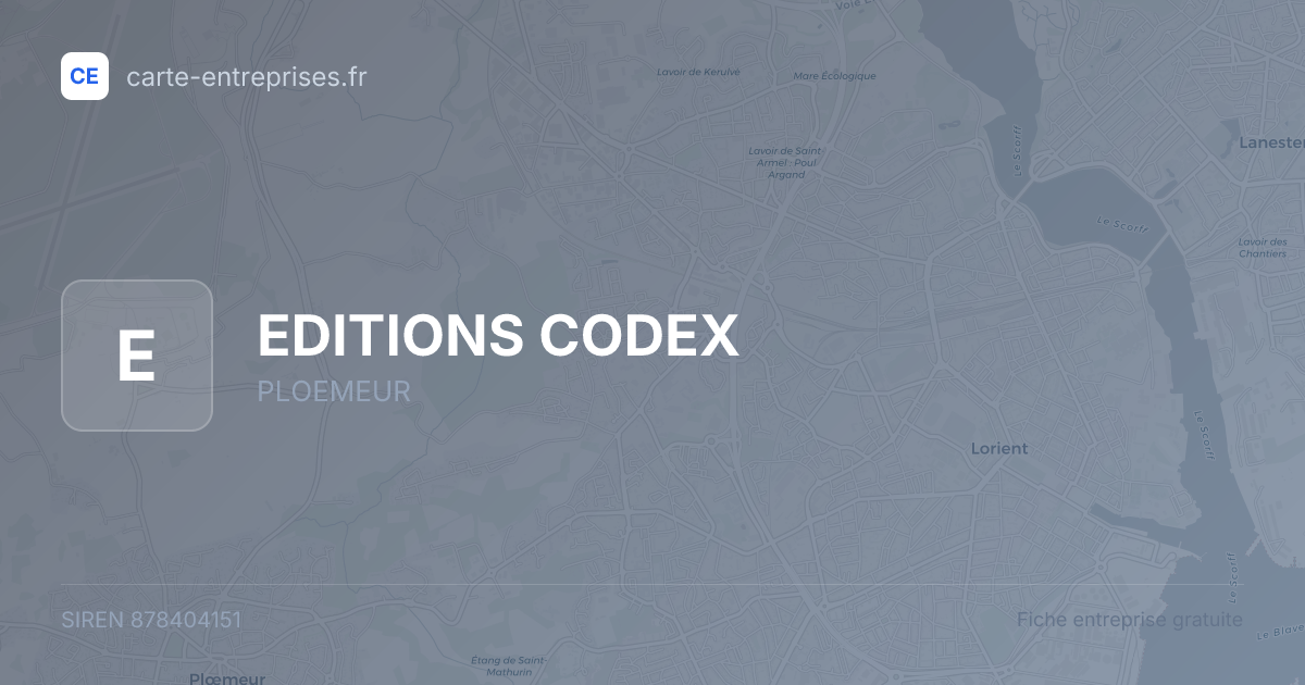 EDITIONS CODEX — 878404151 — fiche entreprise