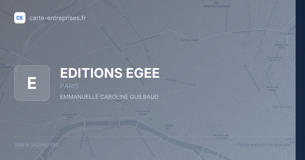 EDITIONS EGEE — 342882982 — fiche entreprise