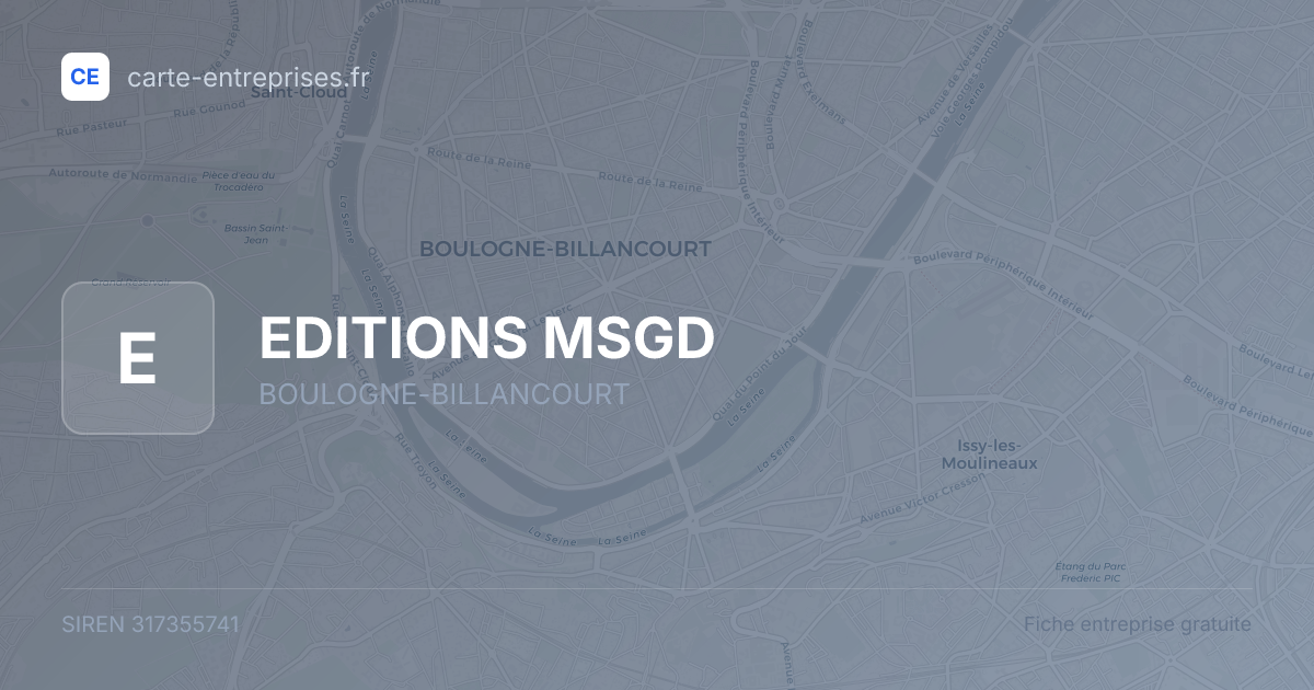 EDITIONS MSGD — 317355741 — fiche entreprise