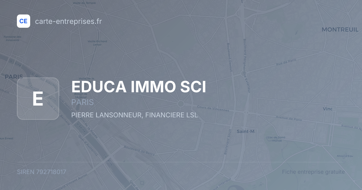 EDUCA IMMO SCI — 792718017 — fiche entreprise