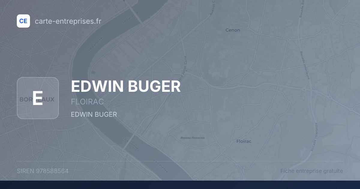 EDWIN BUGER — 978588564 — fiche entreprise