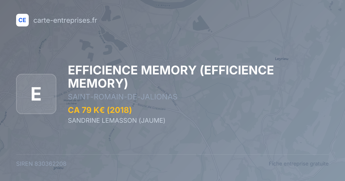 EFFICIENCE MEMORY — 830362208 — fiche entreprise