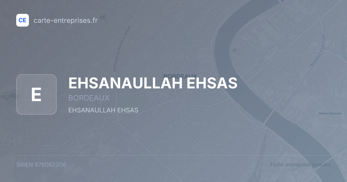 EHSANAULLAH EHSAS — 978062206 — fiche entreprise