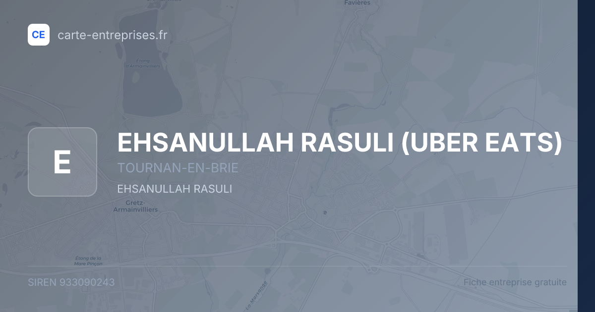 EHSANULLAH RASULI (UBER EATS) — 933090243 — fiche entreprise