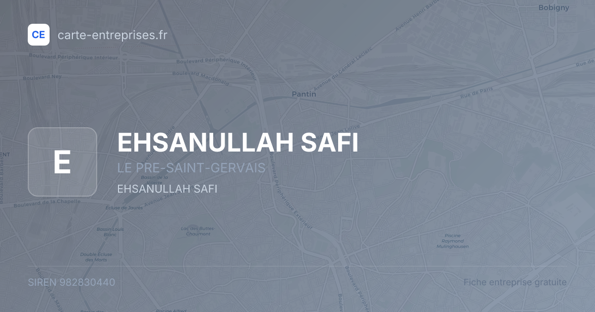 EHSANULLAH SAFI — 982830440 — fiche entreprise