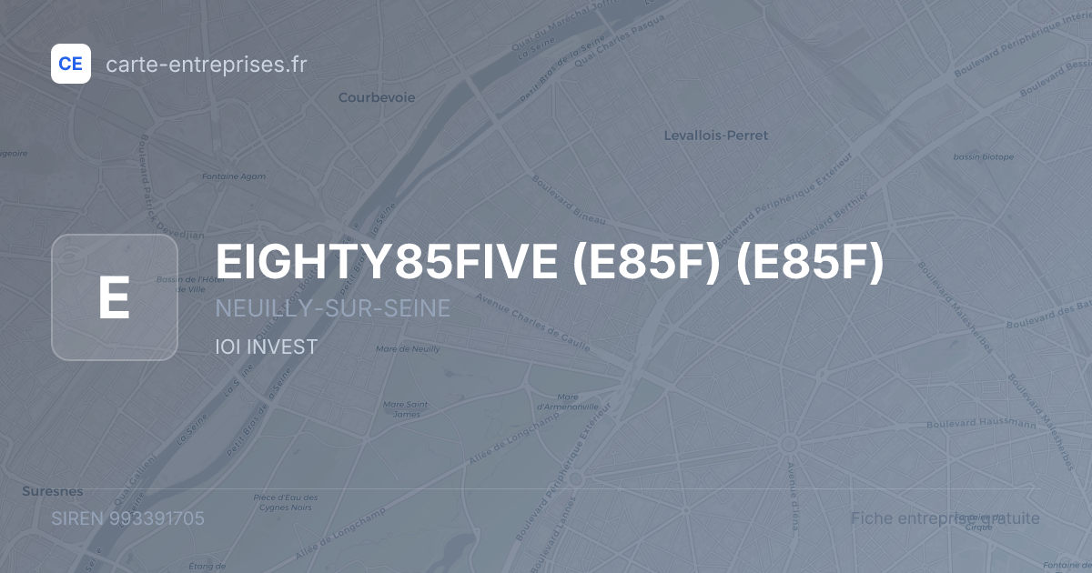 EIGHTY85FIVE (E85F) (E85F) — 993391705 — fiche entreprise
