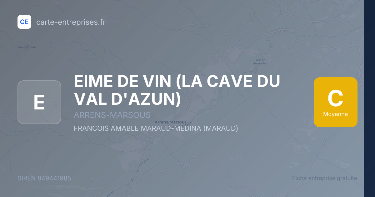 EIME DE VIN (LA CAVE DU VAL D'AZUN) — 849441985 — fiche entreprise
