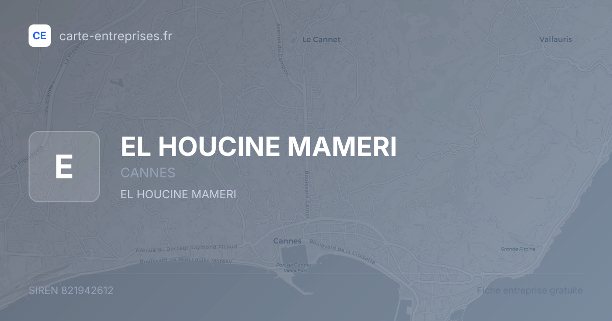 EL HOUCINE MAMERI — 821942612 — fiche entreprise
