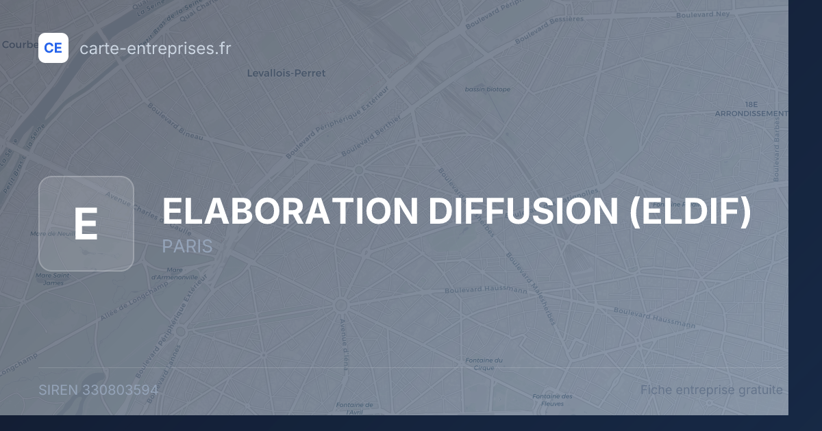 ELABORATION DIFFUSION (ELDIF) — 330803594 — fiche entreprise
