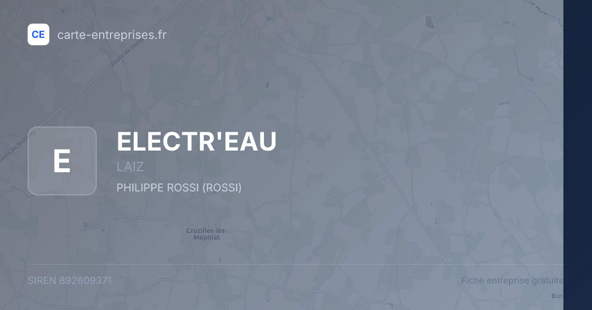 ELECTR'EAU — 892609371 — fiche entreprise