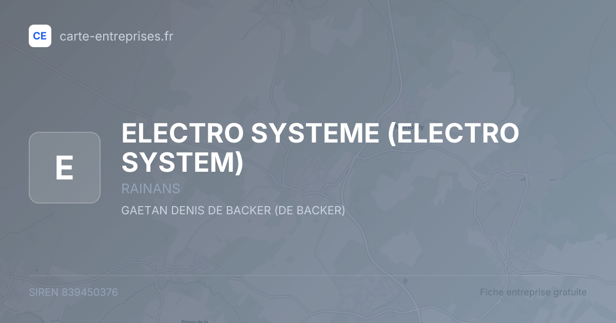 ELECTRO SYSTEME (ELECTRO SYSTEM) — 839450376 — fiche entreprise