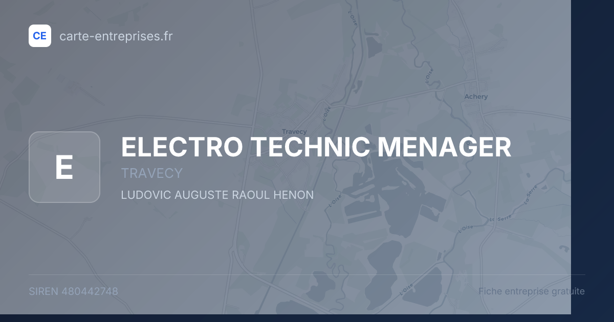 ELECTRO TECHNIC MENAGER — 480442748 — fiche entreprise