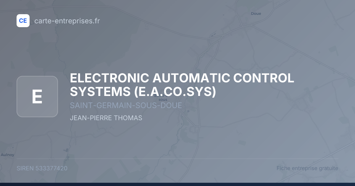 ELECTRONIC AUTOMATIC CONTROL SYSTEMS (E.A.CO.SYS) — 533377420 — fiche entreprise
