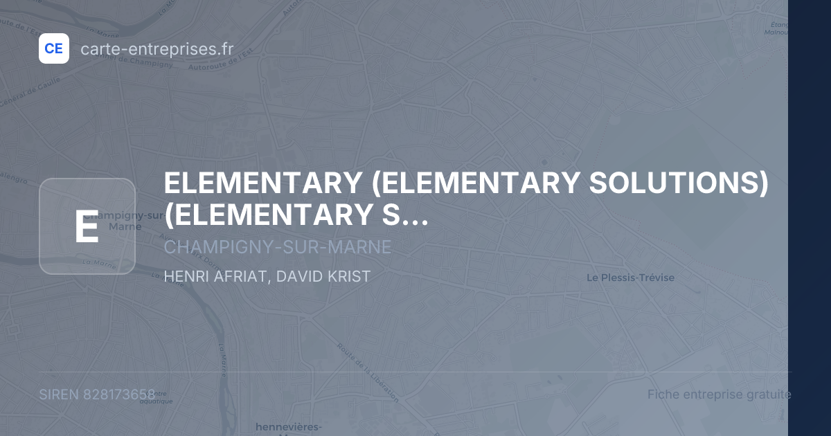 ELEMENTARY (ELEMENTARY SOLUTIONS) (ELEMENTARY SOLUTIONS) — 828173658 — fiche entreprise