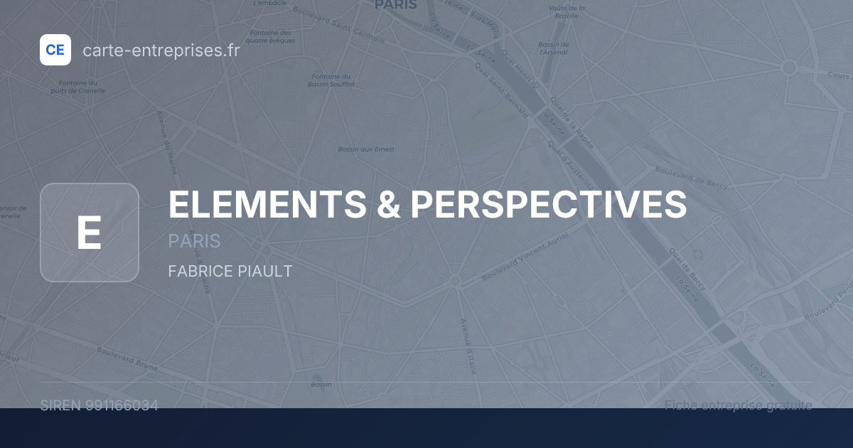 ELEMENTS & PERSPECTIVES — 991166034 — fiche entreprise