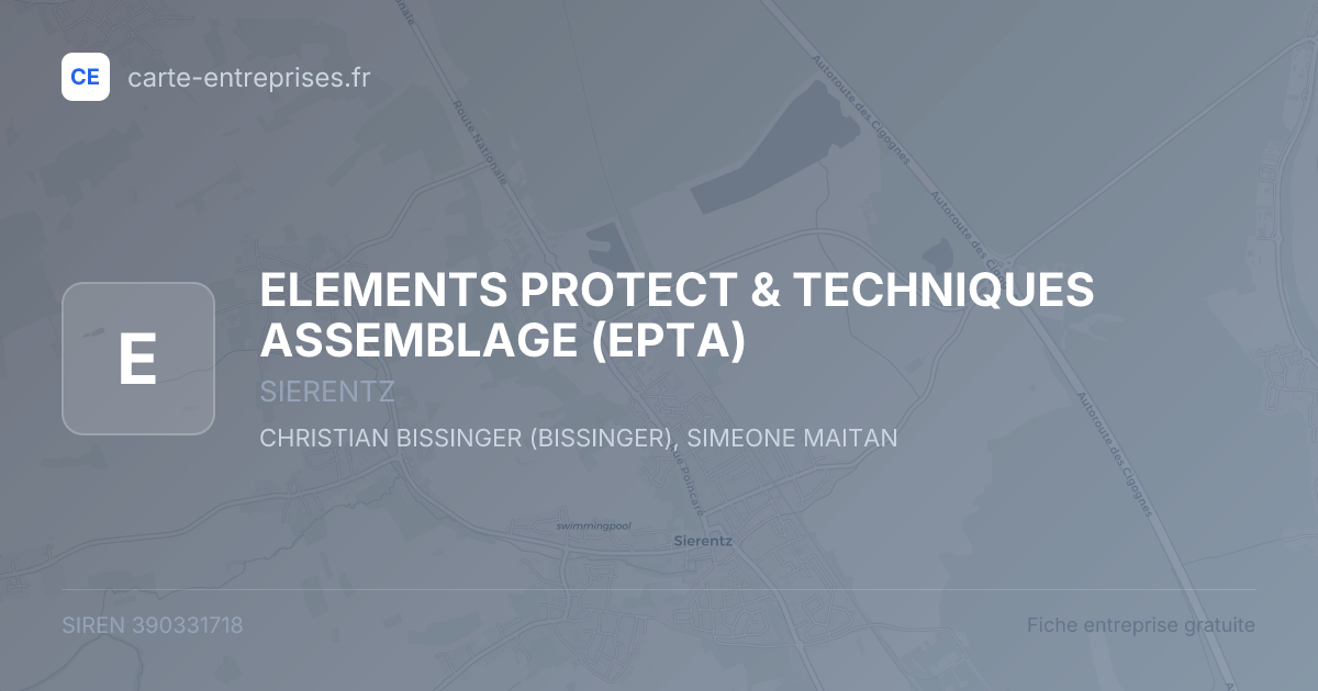 ELEMENTS PROTECT & TECHNIQUES ASSEMBLAGE (EPTA) — 390331718 — fiche entreprise
