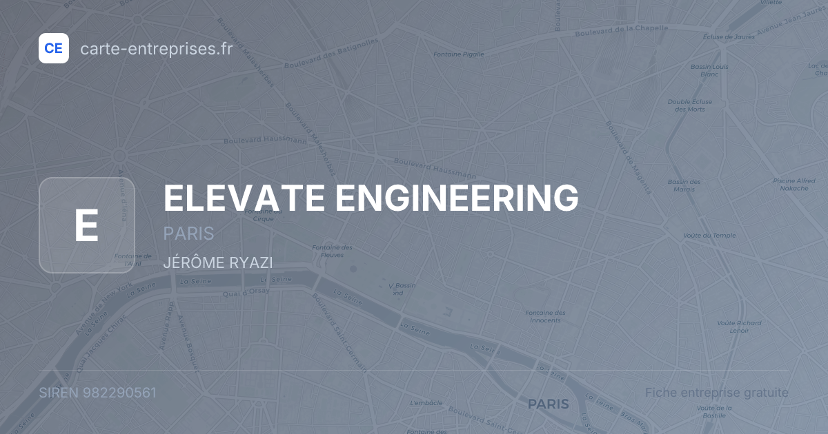 ELEVATE ENGINEERING — 982290561 — fiche entreprise