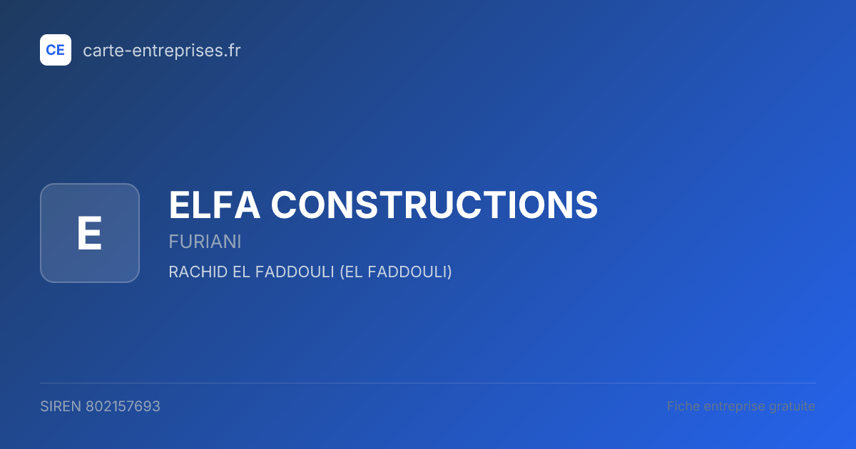 ELFA CONSTRUCTIONS — 802157693 — fiche entreprise