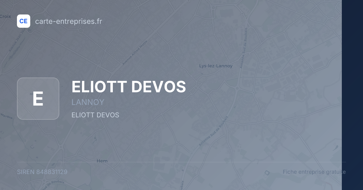ELIOTT DEVOS — 848831129 — fiche entreprise