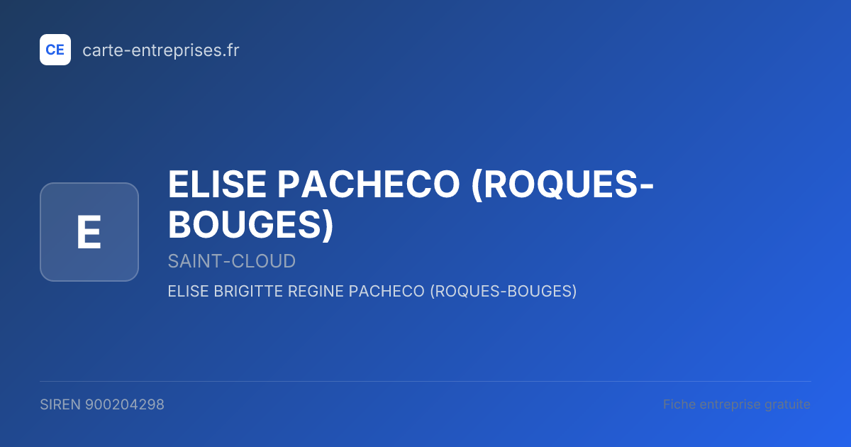 ELISE PACHECO (ROQUES-BOUGES) — 900204298 — fiche entreprise