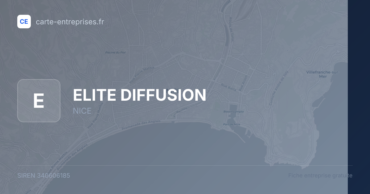 ELITE DIFFUSION — 340606185 — fiche entreprise