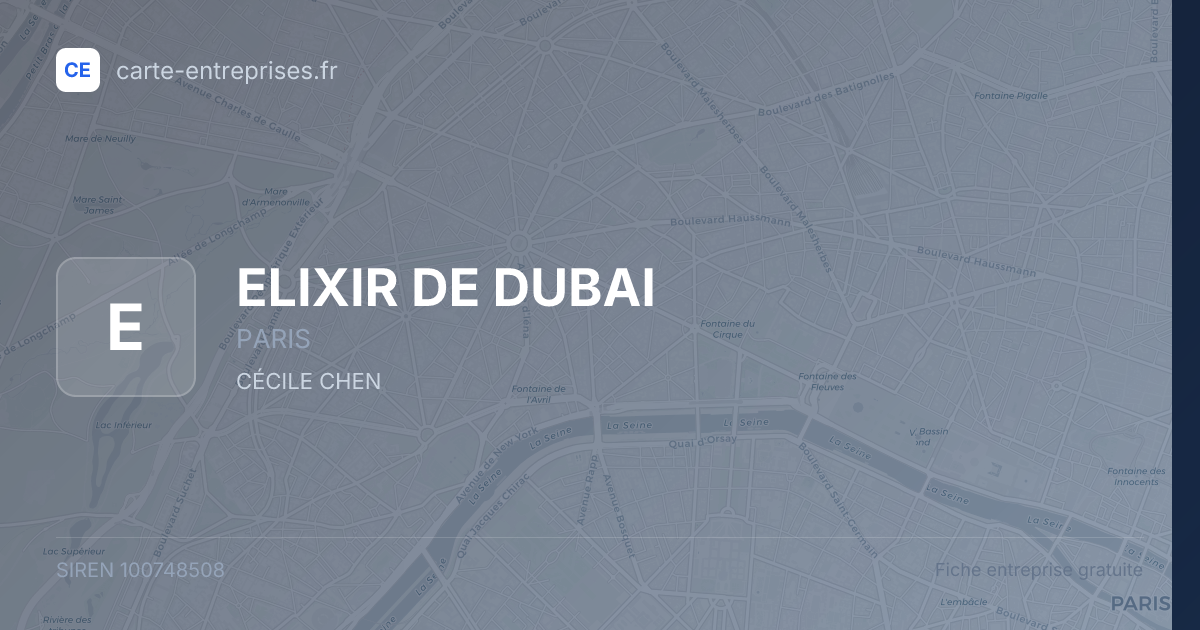 ELIXIR DE DUBAI — 100748508 — fiche entreprise