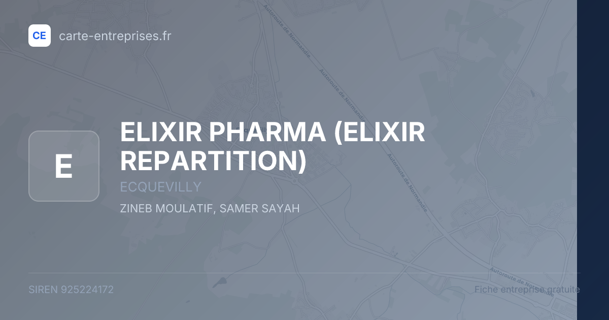 ELIXIR PHARMA (ELIXIR REPARTITION) — 925224172 — fiche entreprise