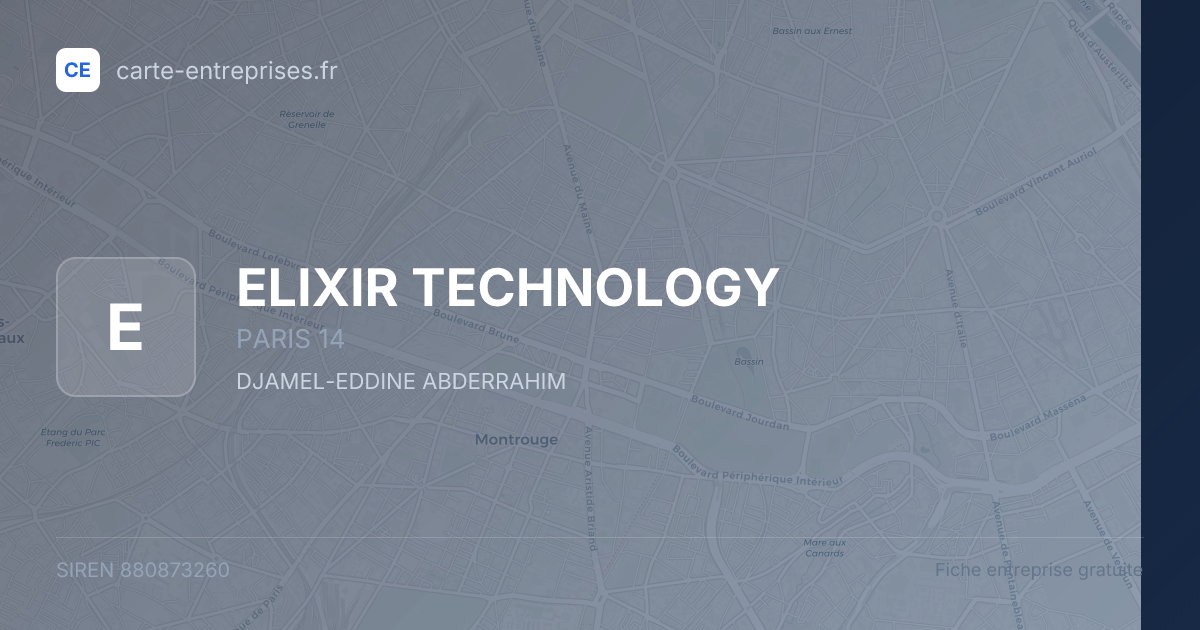 ELIXIR TECHNOLOGY — 880873260 — fiche entreprise