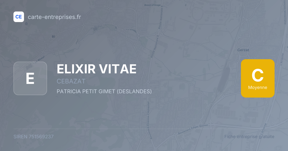 ELIXIR VITAE — 751569237 — fiche entreprise