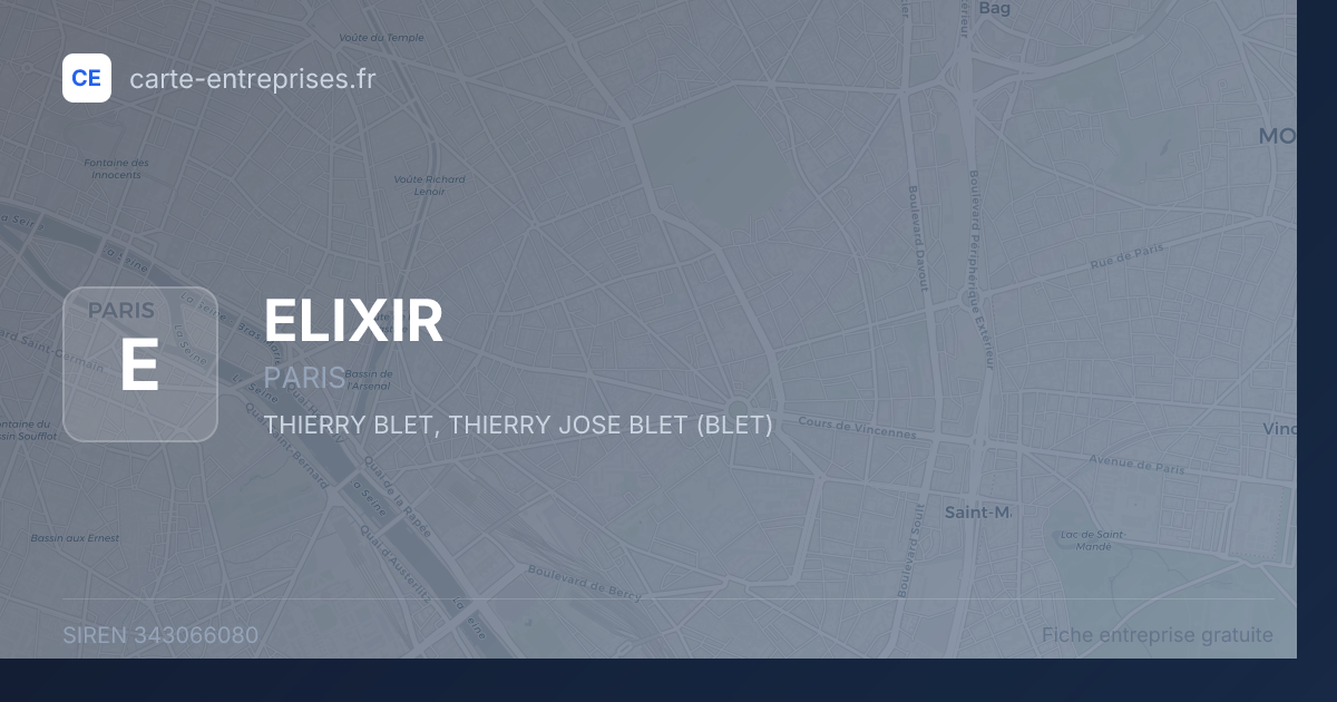 ELIXIR — 343066080 — fiche entreprise
