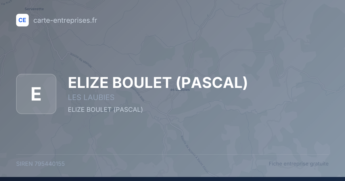 ELIZE BOULET (PASCAL) — 795440155 — fiche entreprise