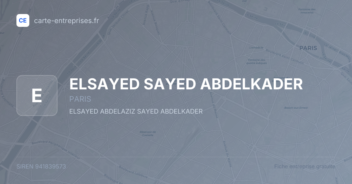 ELSAYED SAYED ABDELKADER — 941839573 — fiche entreprise