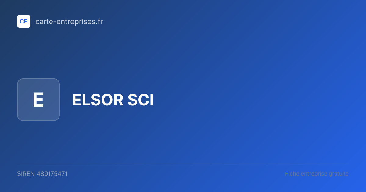 ELSOR SCI — 489175471 — fiche entreprise