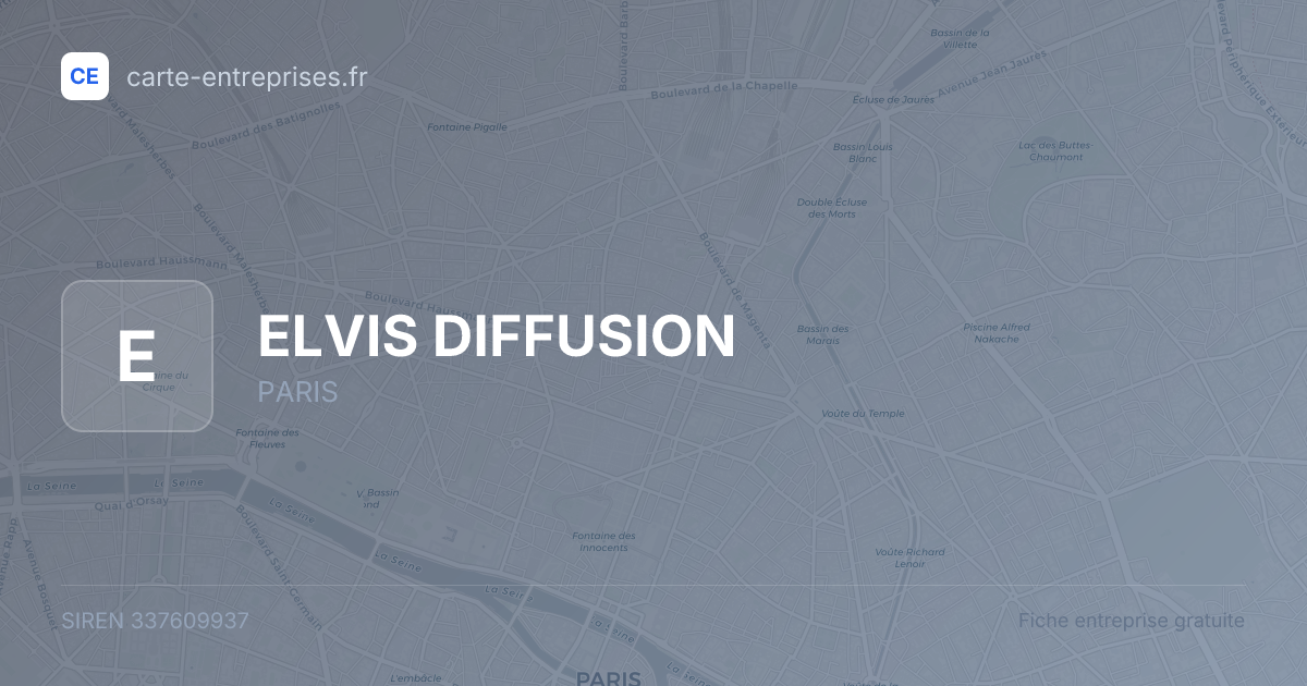 ELVIS DIFFUSION — 337609937 — fiche entreprise