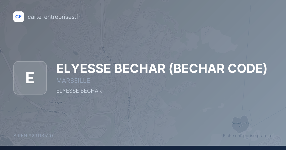 ELYESSE BECHAR (BECHAR CODE) — 929113520 — fiche entreprise