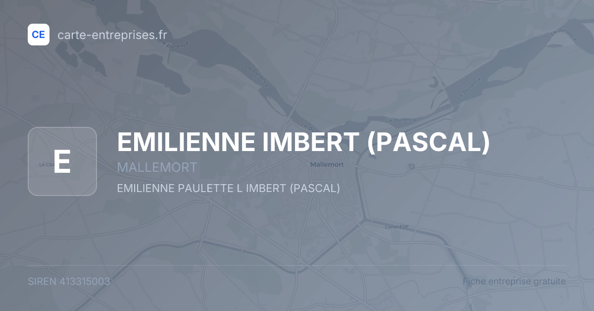 EMILIENNE IMBERT (PASCAL) — 413315003 — fiche entreprise