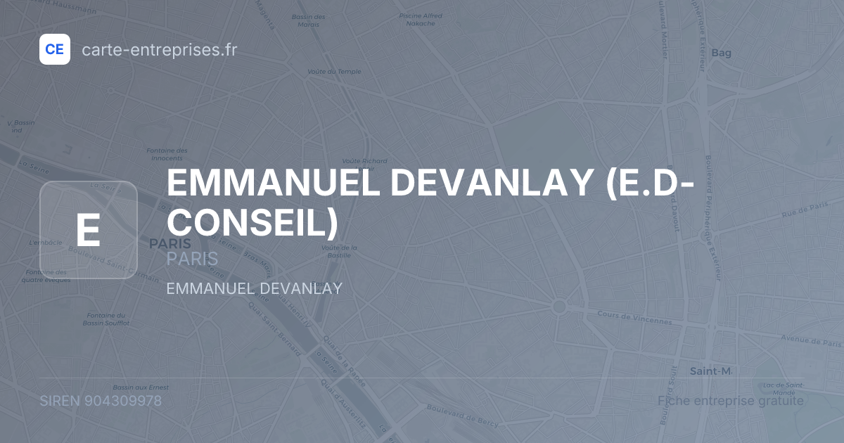 EMMANUEL DEVANLAY (E.D-CONSEIL) — 904309978 — fiche entreprise
