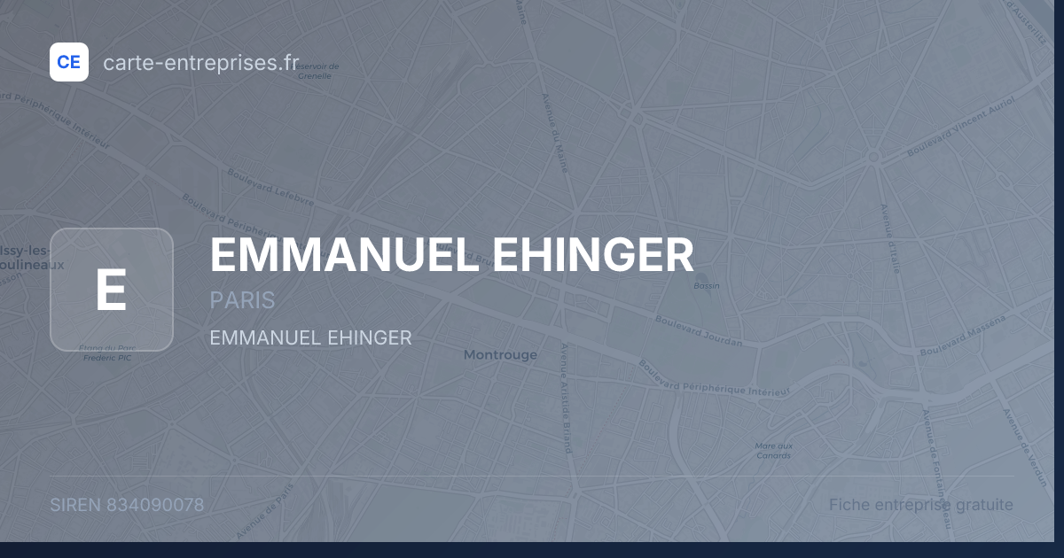 EMMANUEL EHINGER — 834090078 — fiche entreprise