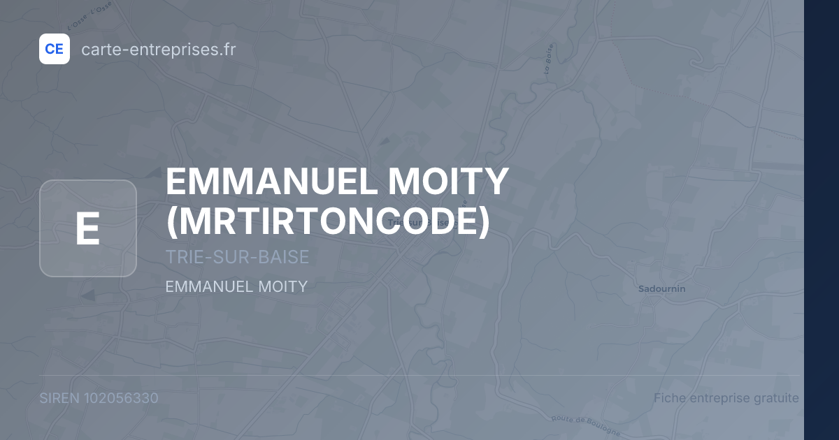 EMMANUEL MOITY (MRTIRTONCODE) — 102056330 — fiche entreprise