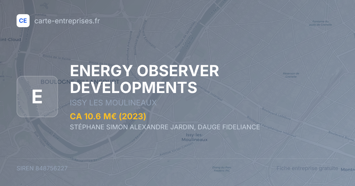 ENERGY OBSERVER DEVELOPMENTS — 848756227 — fiche entreprise