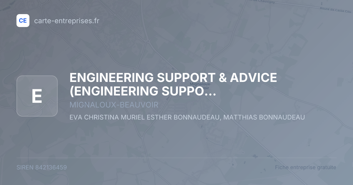 ENGINEERING SUPPORT & ADVICE — 842136459 — fiche entreprise