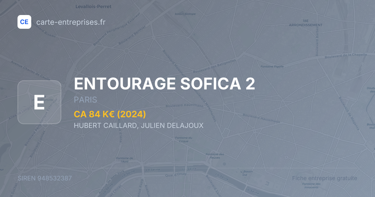 ENTOURAGE SOFICA 2 — 948532387 — fiche entreprise