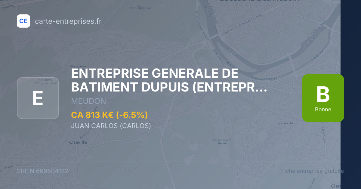 ENTREPRISE GENERALE DE BATIMENT DUPUIS (ENTREPRISE GENERALE DE BATIMENT DUPUIS) — 669804122 — fiche entreprise