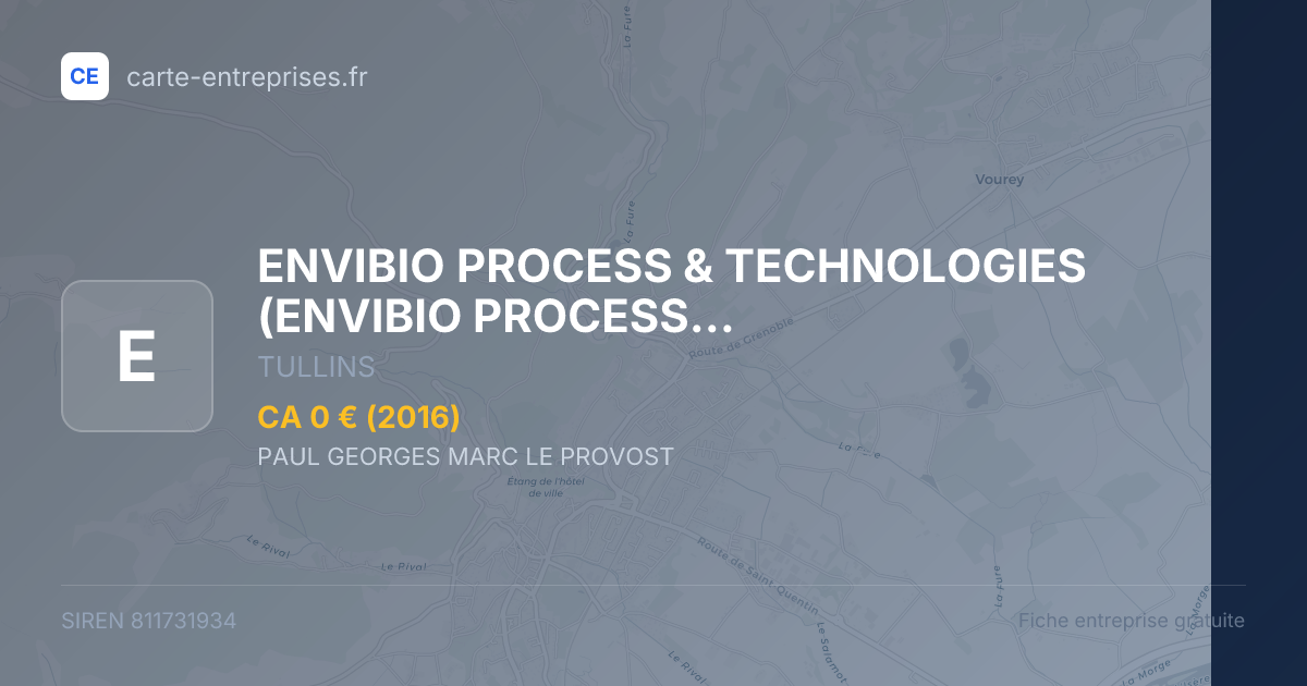 ENVIBIO PROCESS & TECHNOLOGIES — 811731934 — fiche entreprise