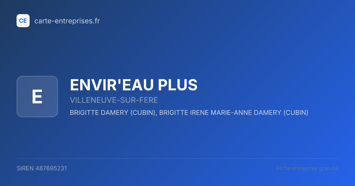 ENVIR'EAU PLUS — 487695231 — fiche entreprise