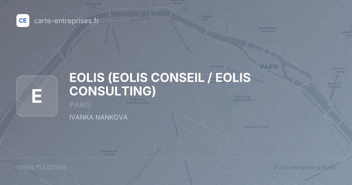 EOLIS (EOLIS CONSEIL / EOLIS CONSULTING) — 753327568 — fiche entreprise